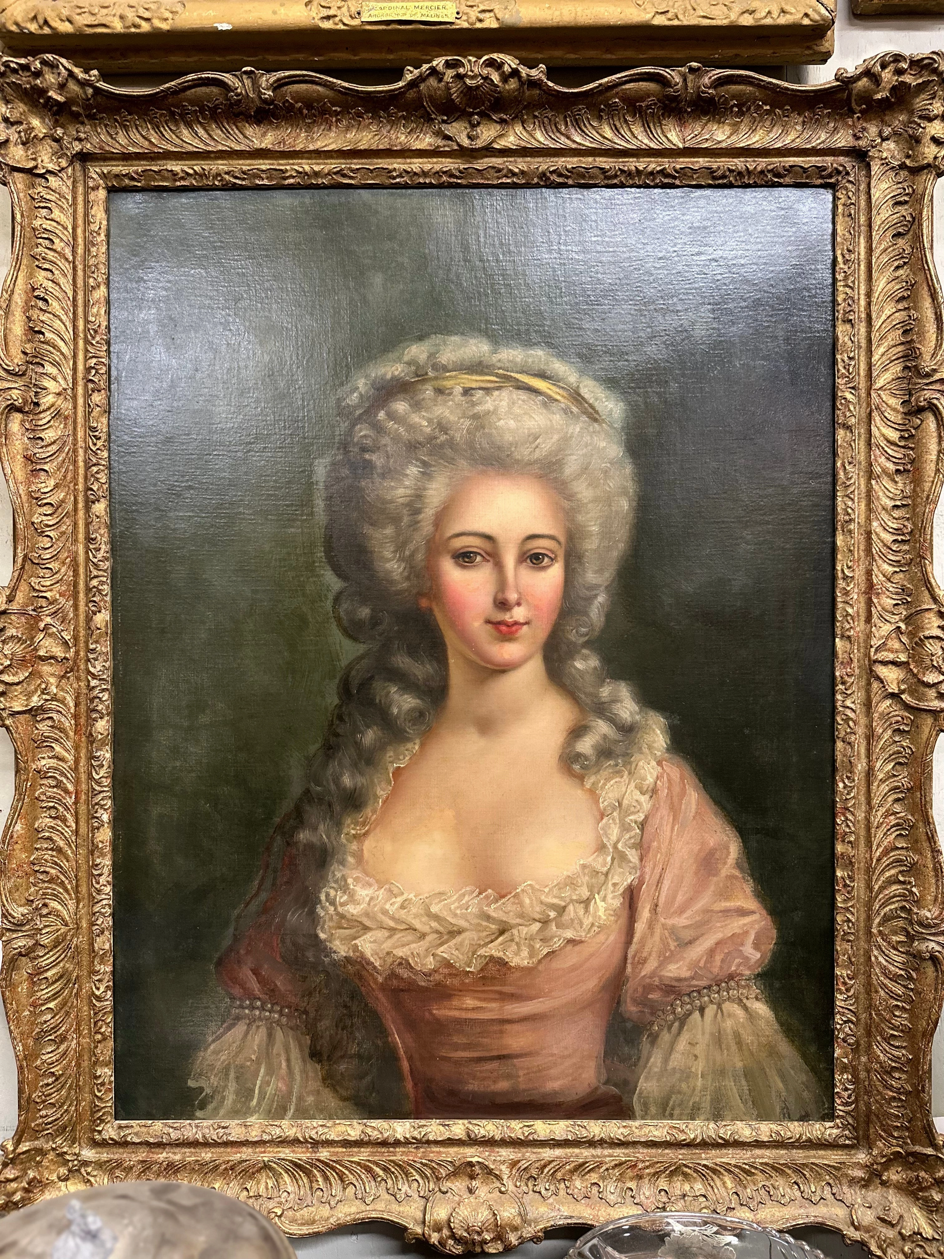 PAIR OF PAMPADOURED WOMEN OIL ON CANVAS PAINTINGS