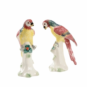 Pair of Small Ceramic Amazon Parrots home display ornament