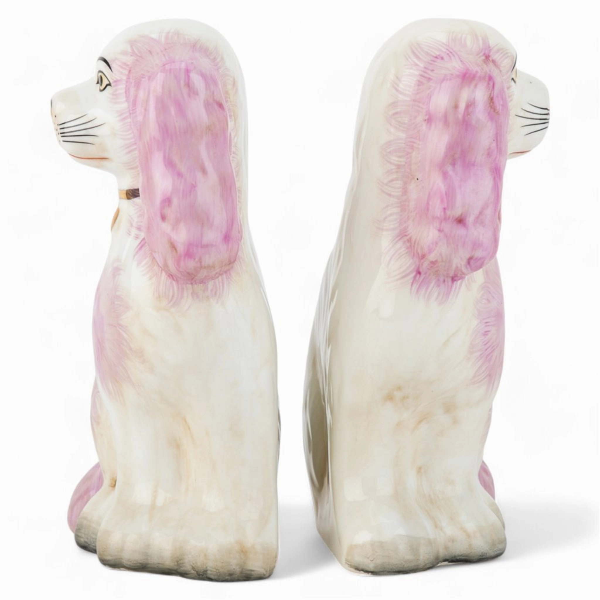 Pair of Staffordshire Dog Figurines in Pink