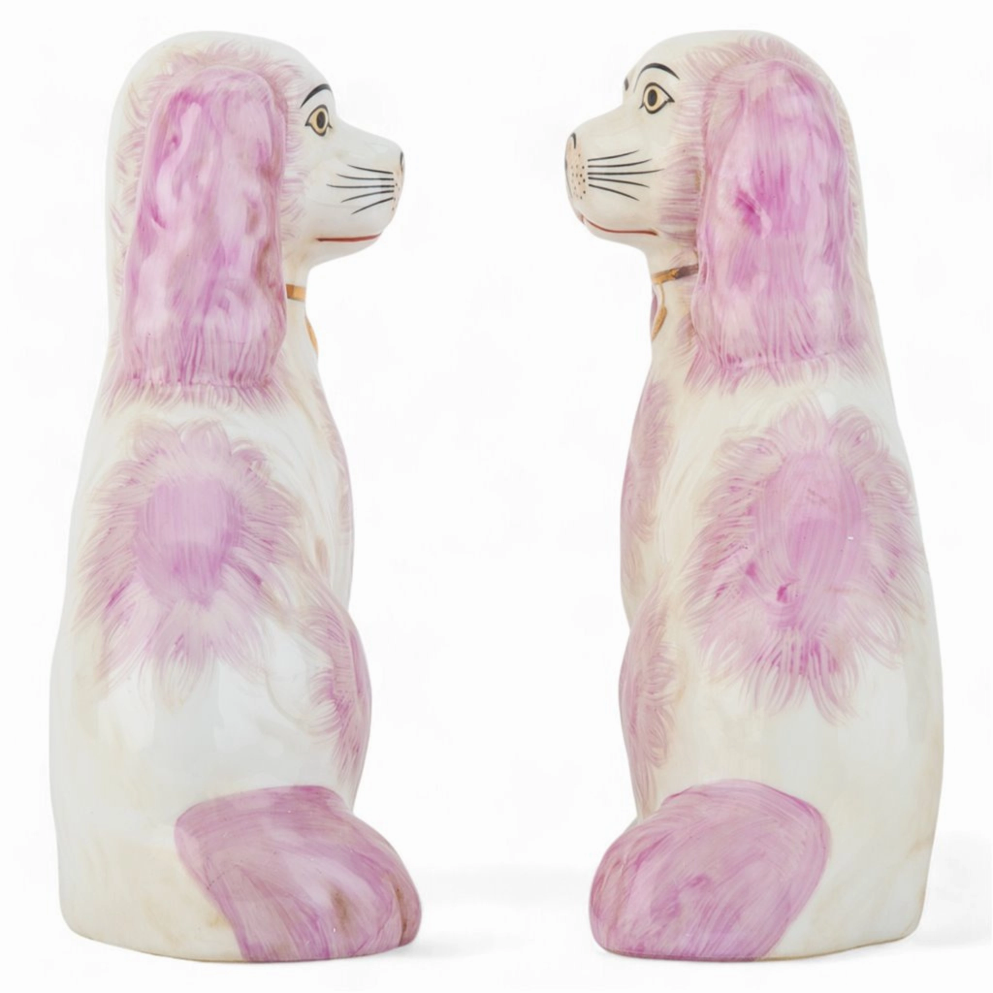 Pair of Staffordshire Dog Figurines in Pink