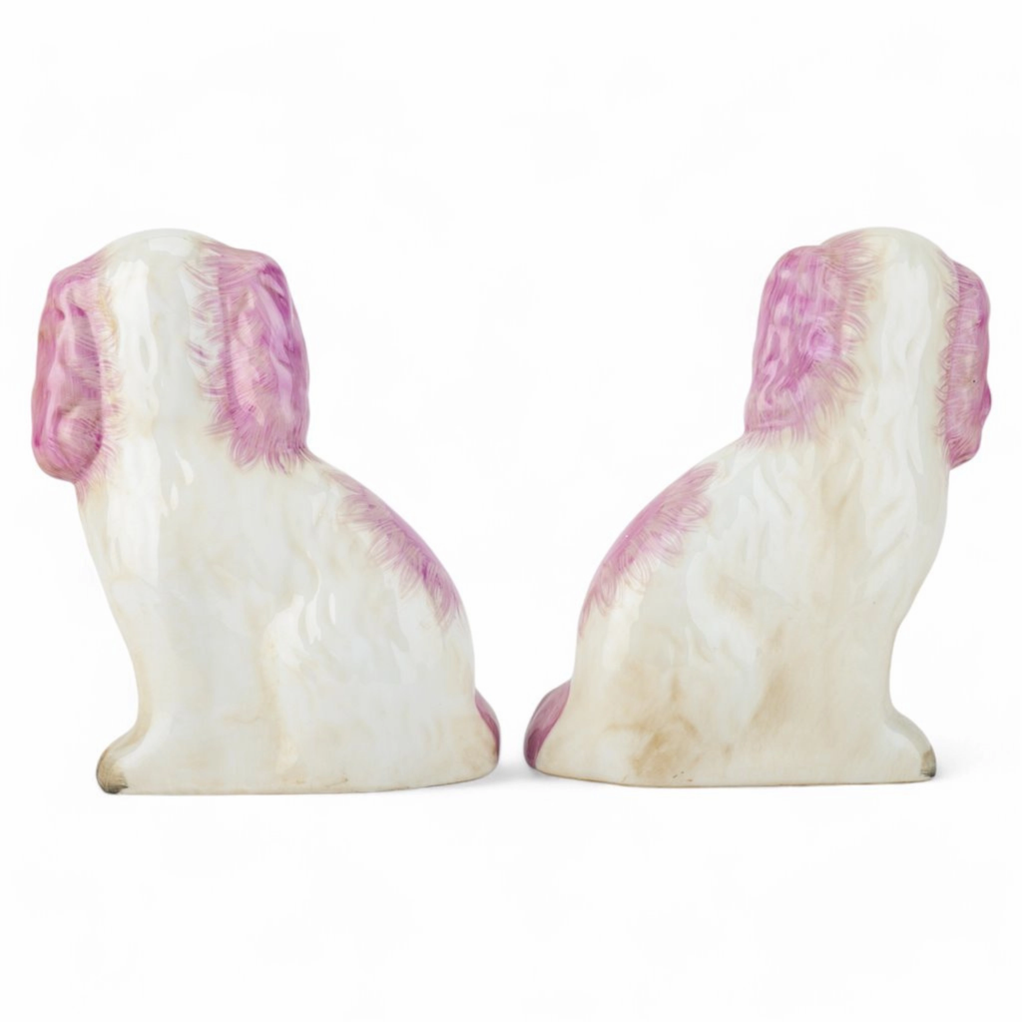Pair of Staffordshire Dog Figurines in Pink