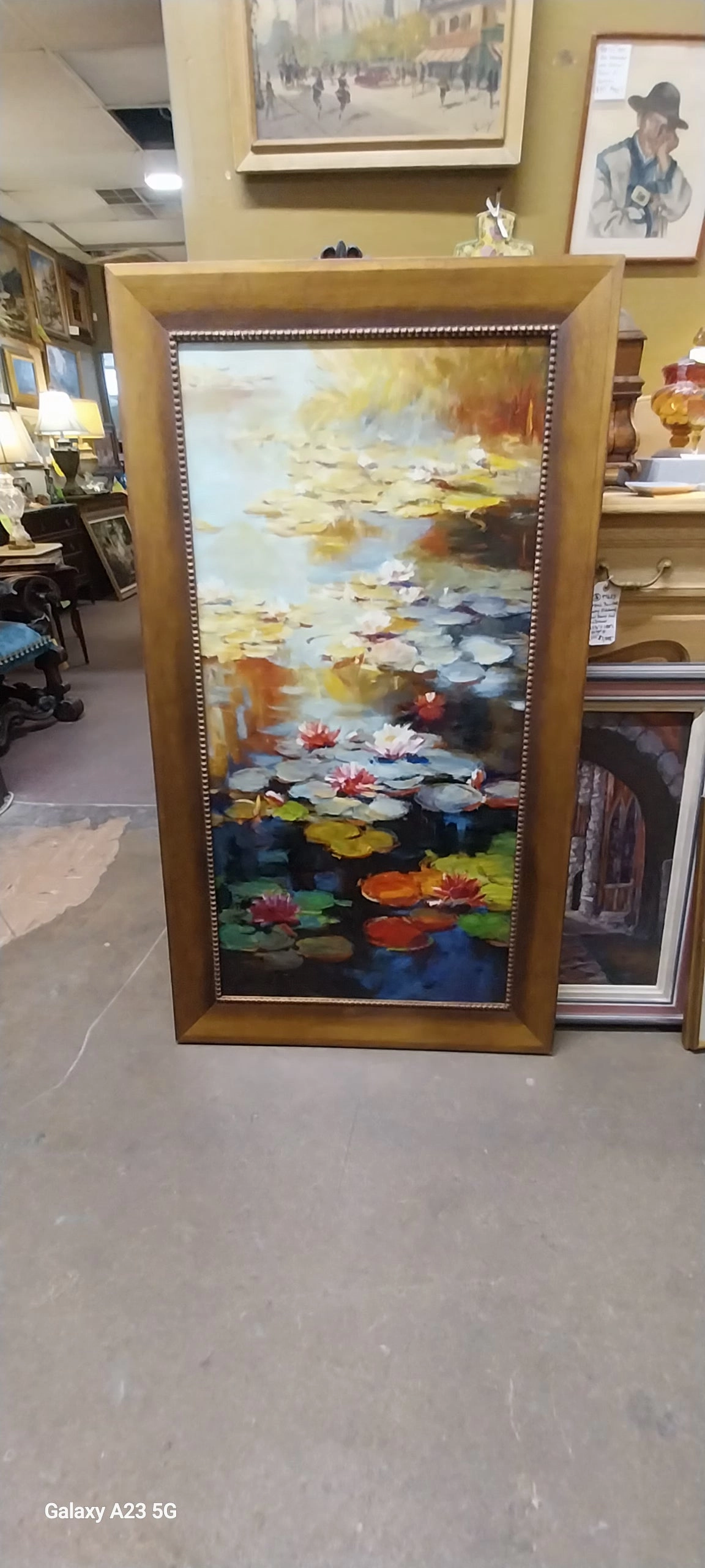 PAIR OF VINTAGE IMPRESSIONIST WATER LILIES PAINTING