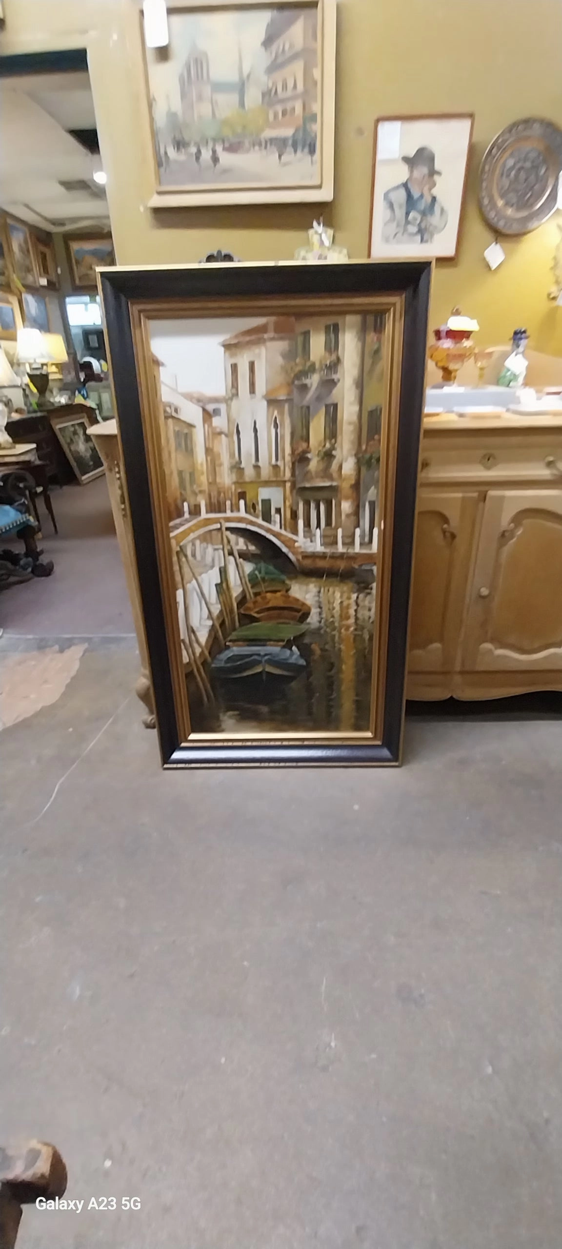 PAIR OF VINTAGE LARGE CANAL OIL PAINTING