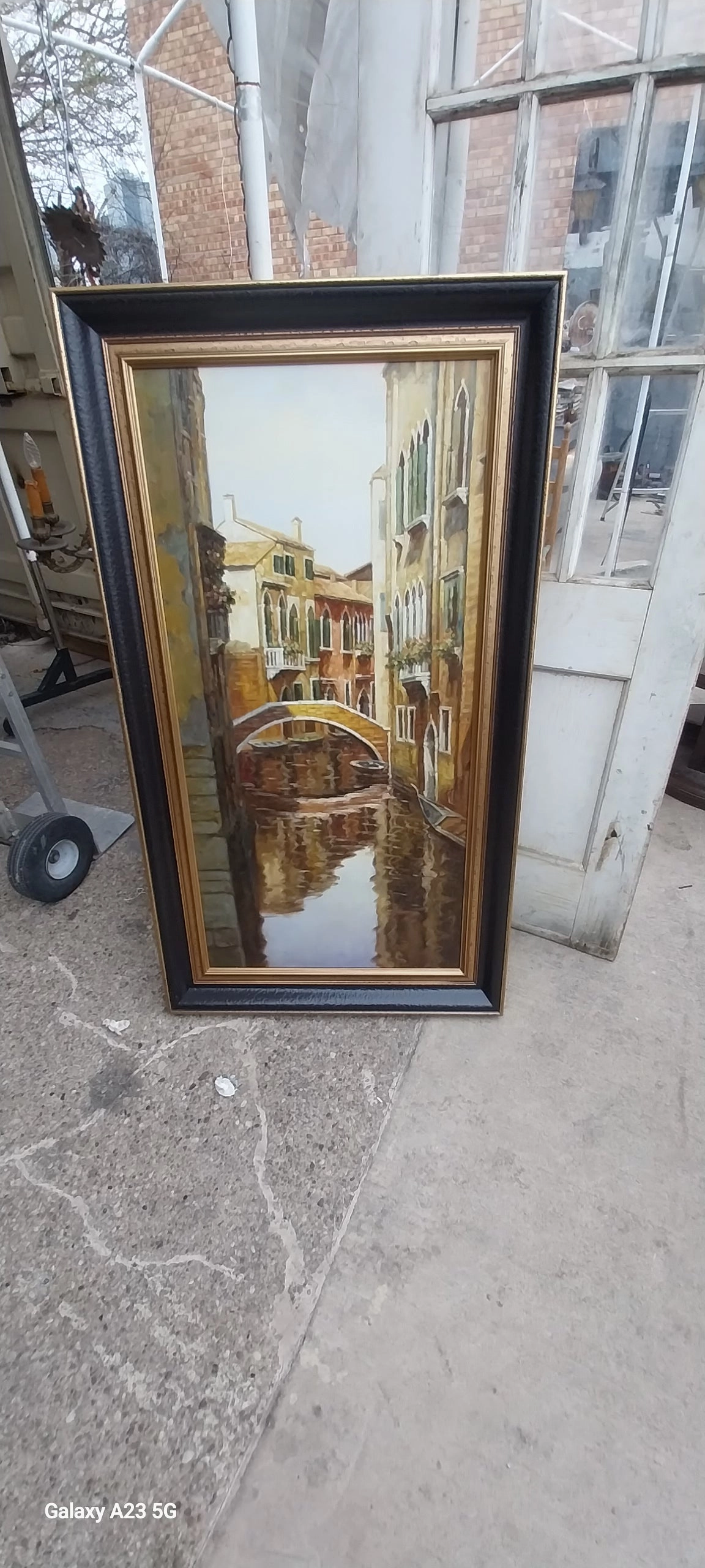 PAIR OF VINTAGE LARGE CANAL OIL PAINTING