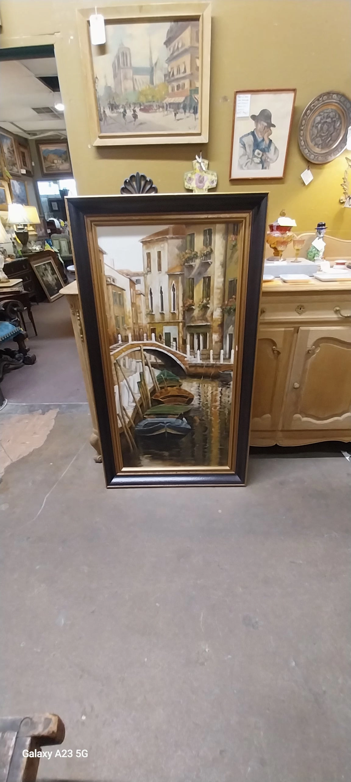 PAIR OF VINTAGE LARGE CANAL OIL PAINTING