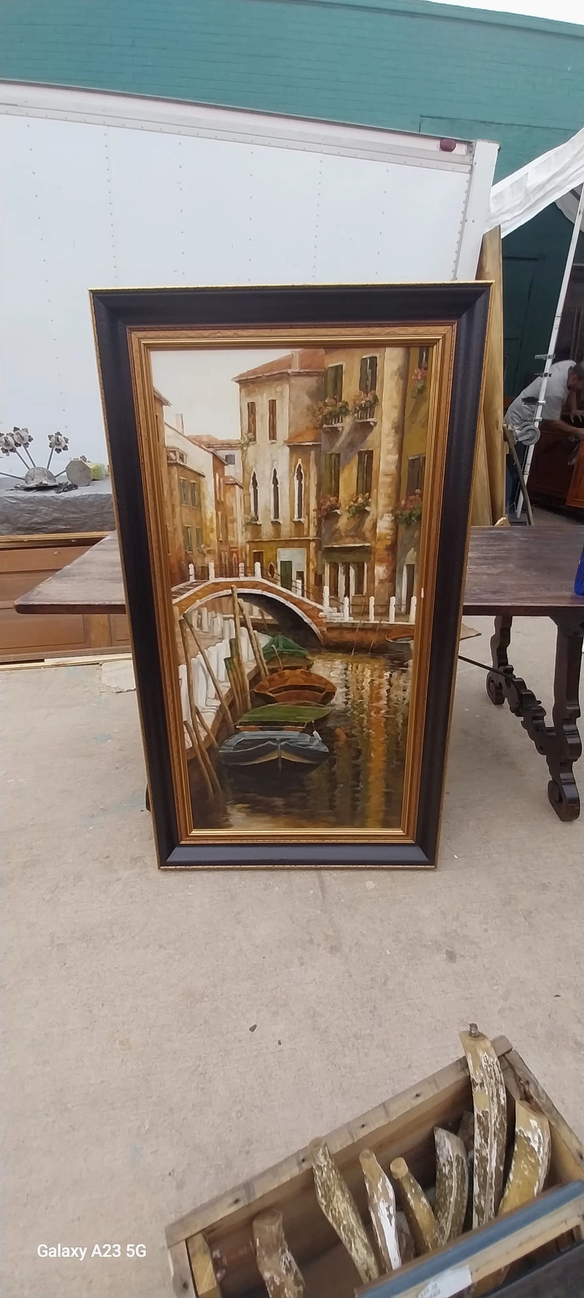 PAIR OF VINTAGE LARGE CANAL OIL PAINTING