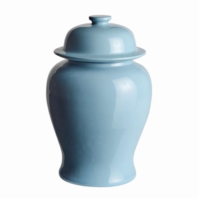 Pale Blue Koa Wide Lidded Ginger Jar home display ornament