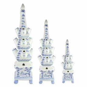 Pale Blue Village Scene Tulipiere home display ornament