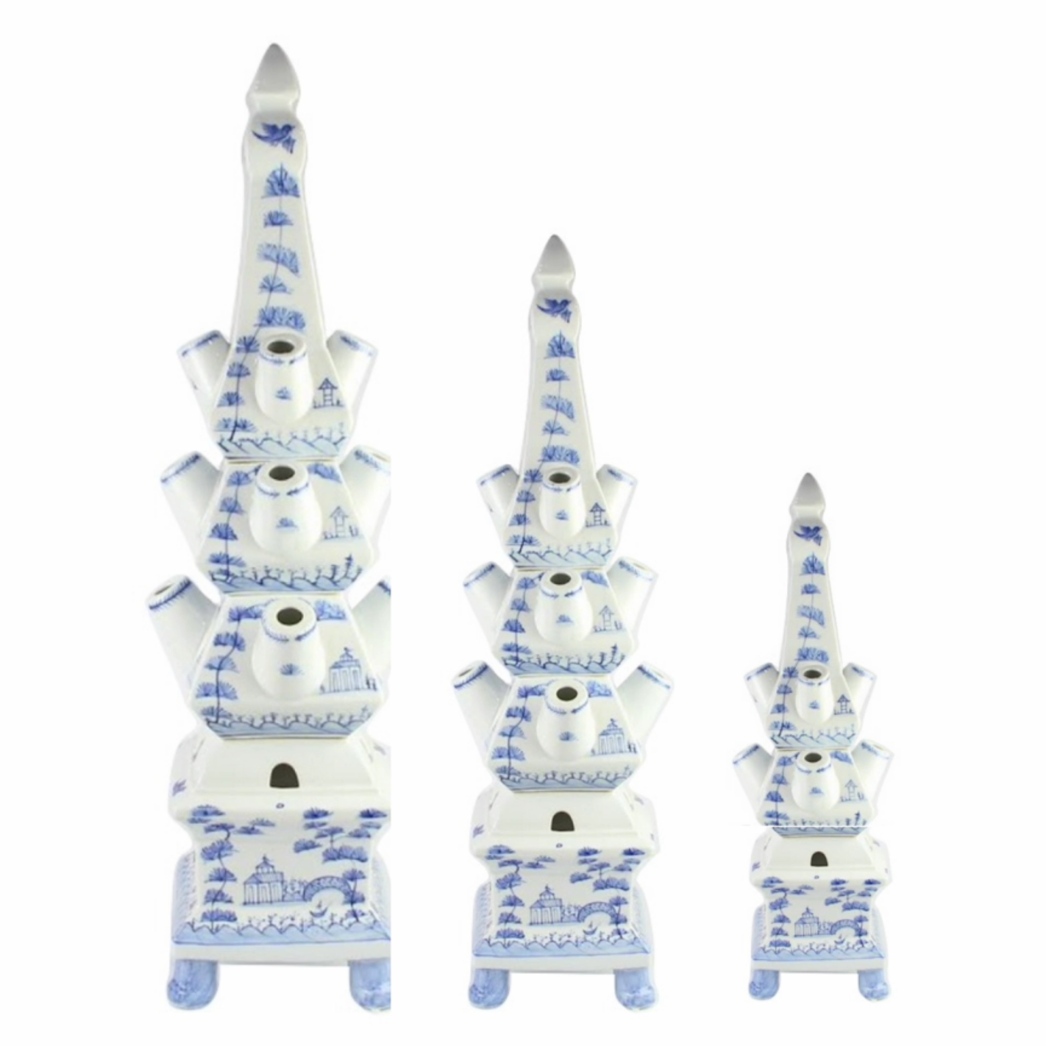 Pale Blue Village Scene Tulipiere home display ornament