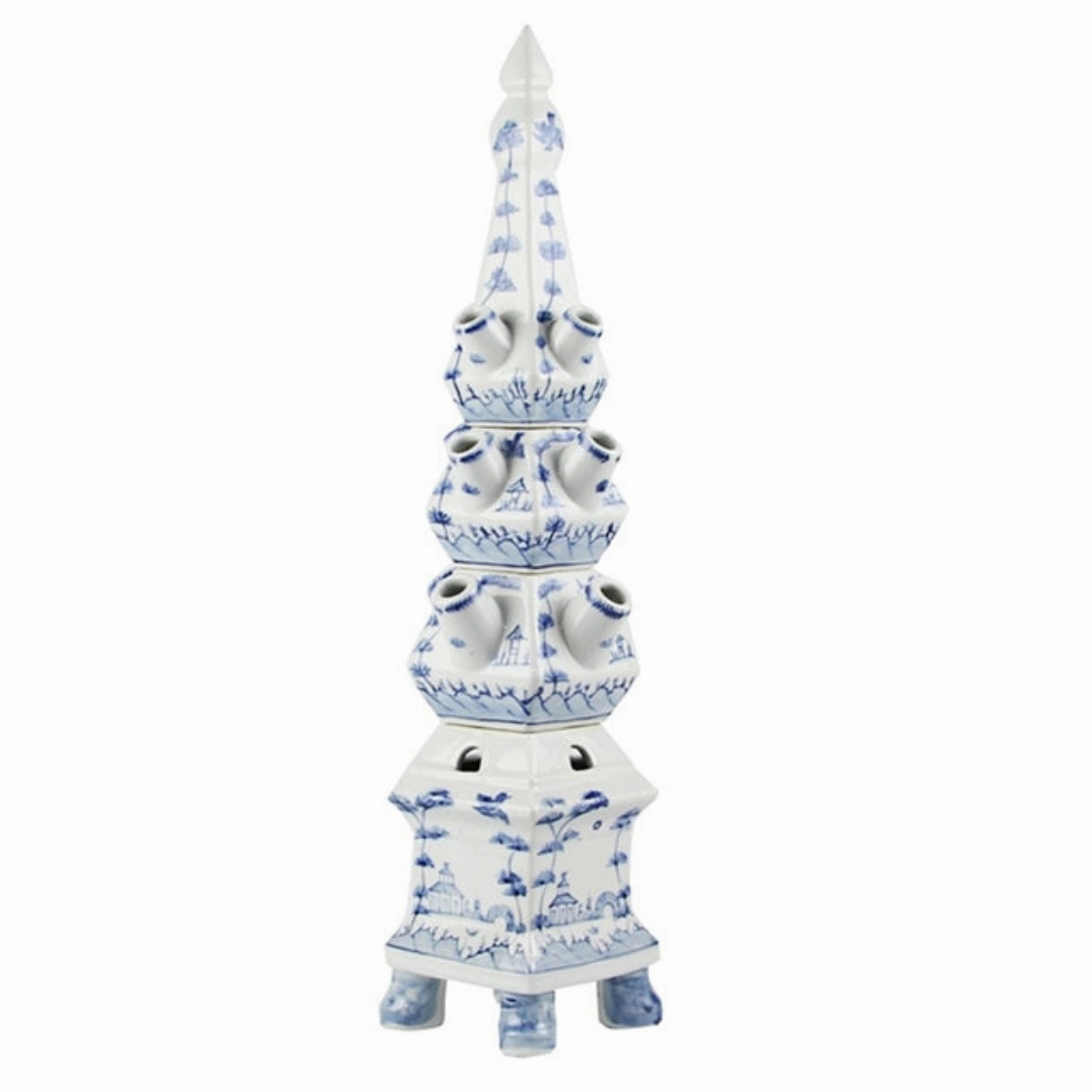 Pale Blue Village Scene Tulipiere