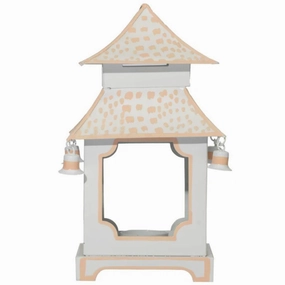 Pale Pink & White Polka Dot Pagoda Lantern home display ornament