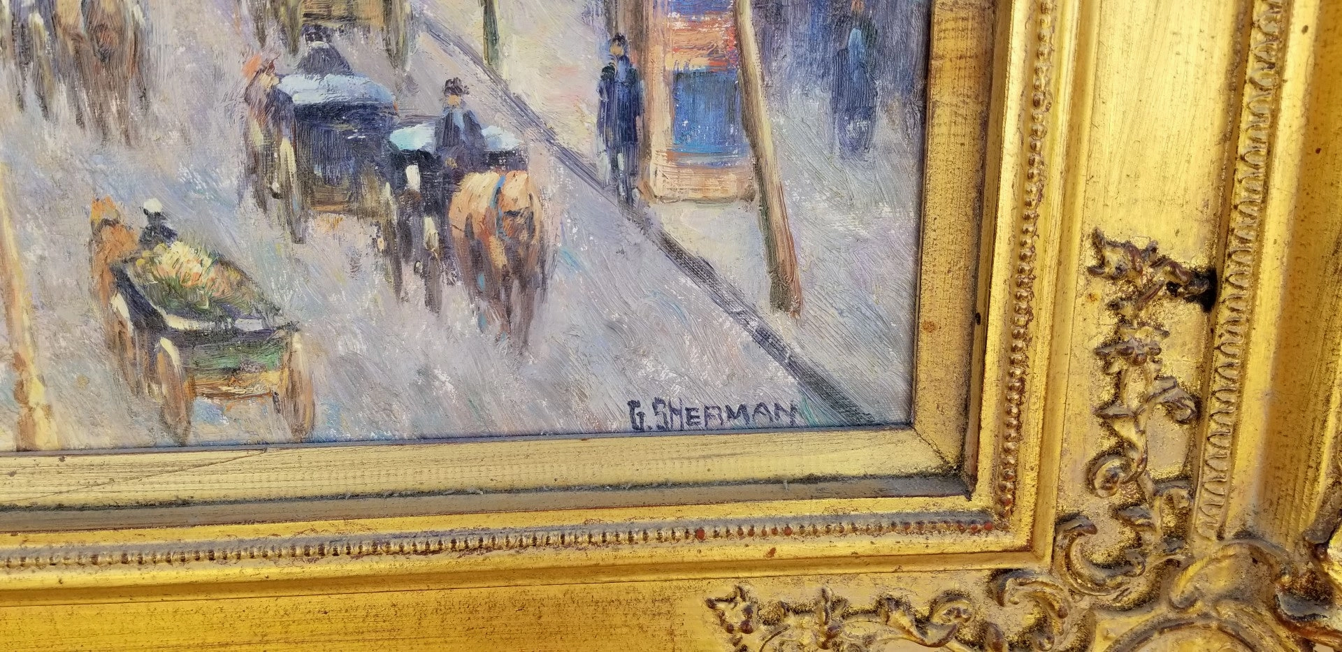 PARIS STREET SCENE OIL PAINTING BY GAIL SHERMAN CORBETT