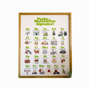 Parks and Rec Alphabet Print framed wall decor