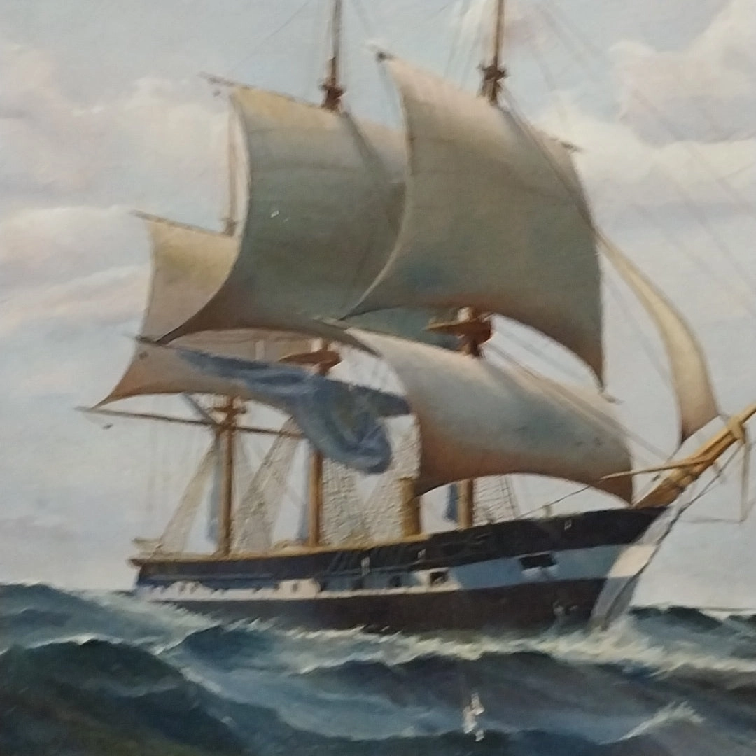 PAUL'S SHIP OIL PAINTING AS FOUND