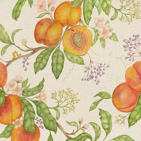 Peach Harvest Printed Cotton Fabric Cream elegant table cloth  