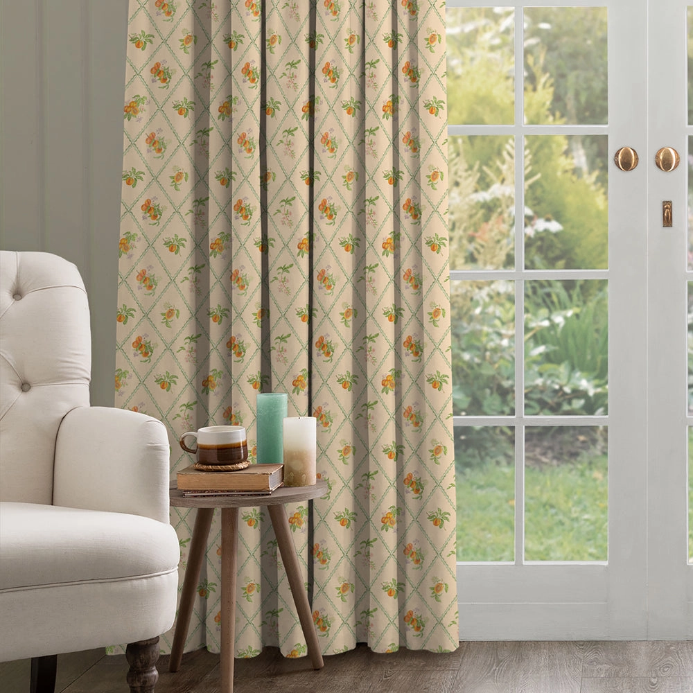 Peach Trellis Printed Cotton Fabric Melba