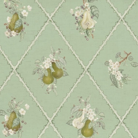 Pear Trellis Printed Cotton Fabric Verdure elegant table cloth  