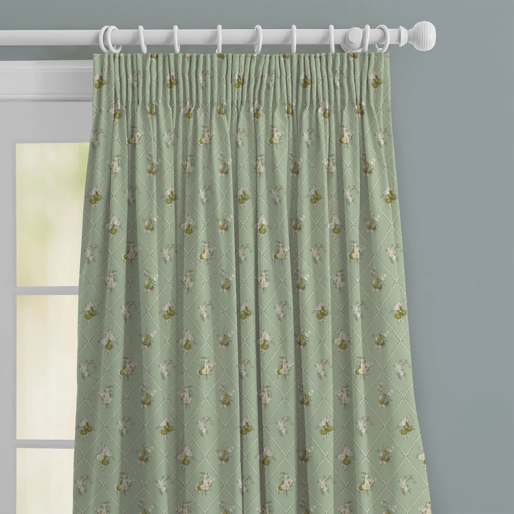 Pear Trellis Printed Cotton Fabric Verdure