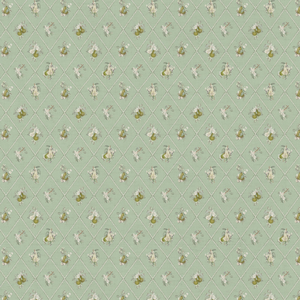 Pear Trellis Printed Cotton Fabric Verdure