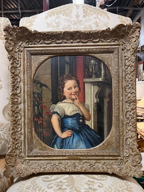 PHILLIP HOYALL 1867 LISTED ARTIST PAINTING OF LITTLE GIRL classic mural painting