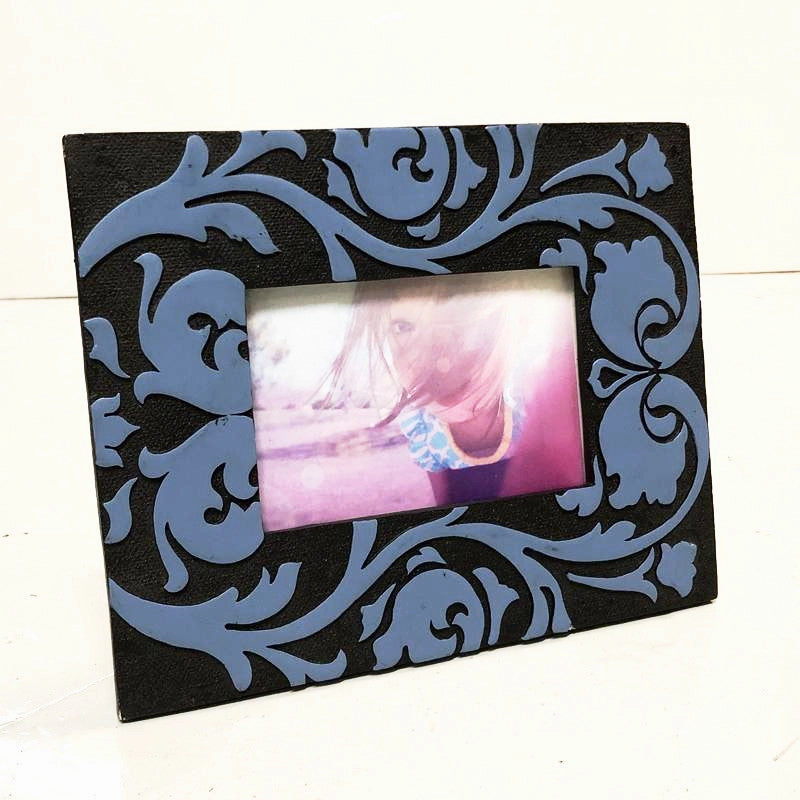 Picture Frame Blue Damask textured wall artwork