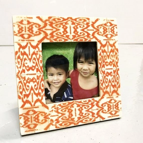 Picture Frame Orange Ikat textured wall artwork