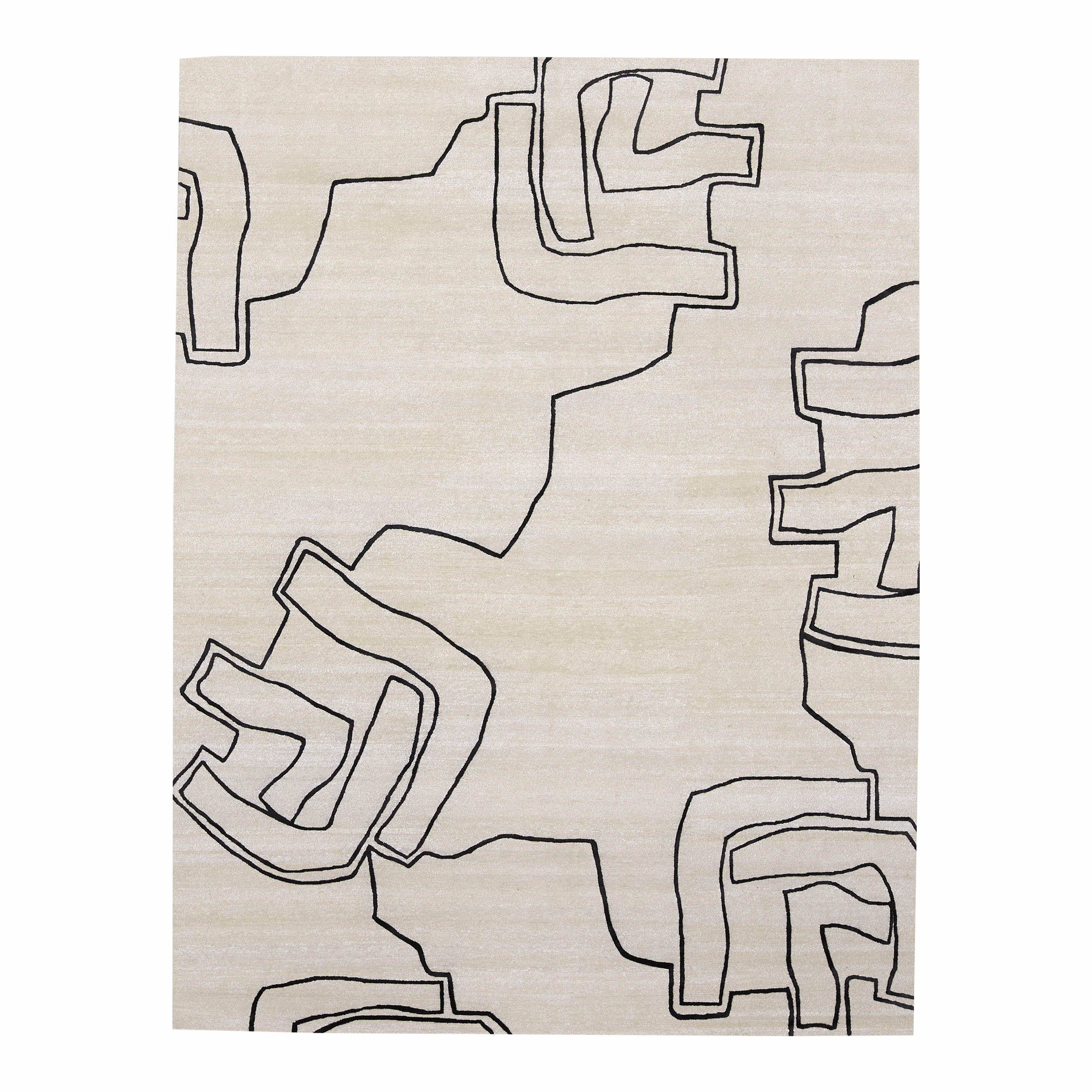 Pilar Bone/Black minimalist everyday rug