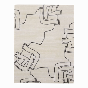 Pilar Bone/Black minimalist everyday rug