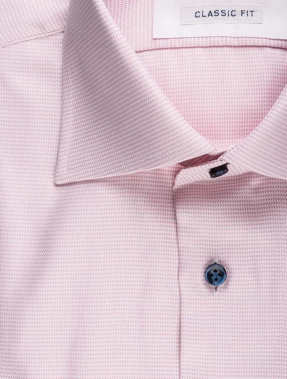 Pink Kontrastknopf Mikro-Hundezahn Klassisch geschnittenes Hemd Pink/tailo