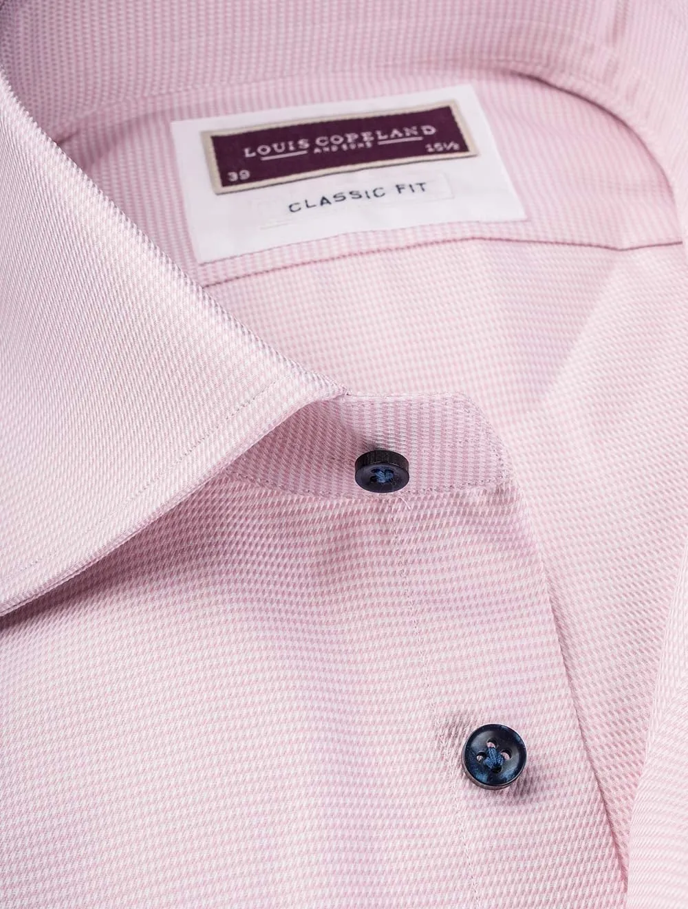 Pink Kontrastknopf Mikro-Hundezahn Klassisch geschnittenes Hemd Pink/tailo