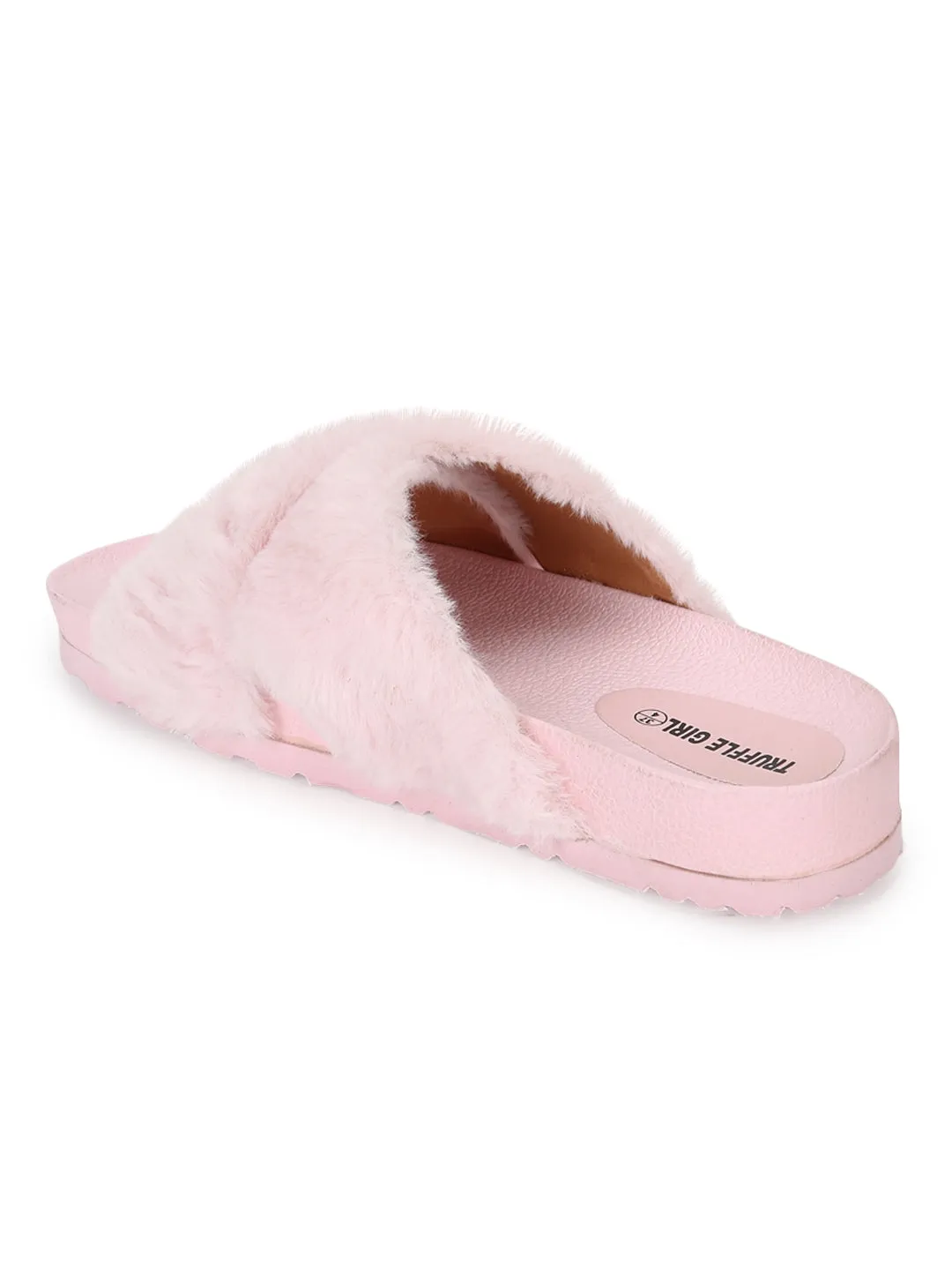 Rosa flauschige Fell Pantoffeln