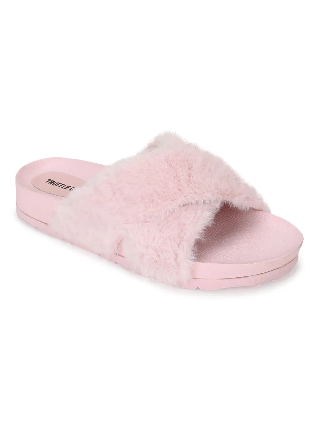 Rosa flauschige Fell Pantoffeln