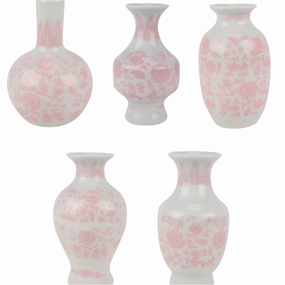 Pink & White Mini Bud Vases, Set of 5 home display ornament