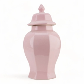 Pink Octagonal Lidded Mantel Jar home display ornament