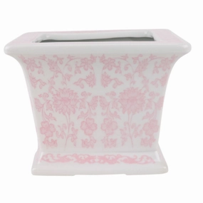 Pink Square Floral Planter home display ornament