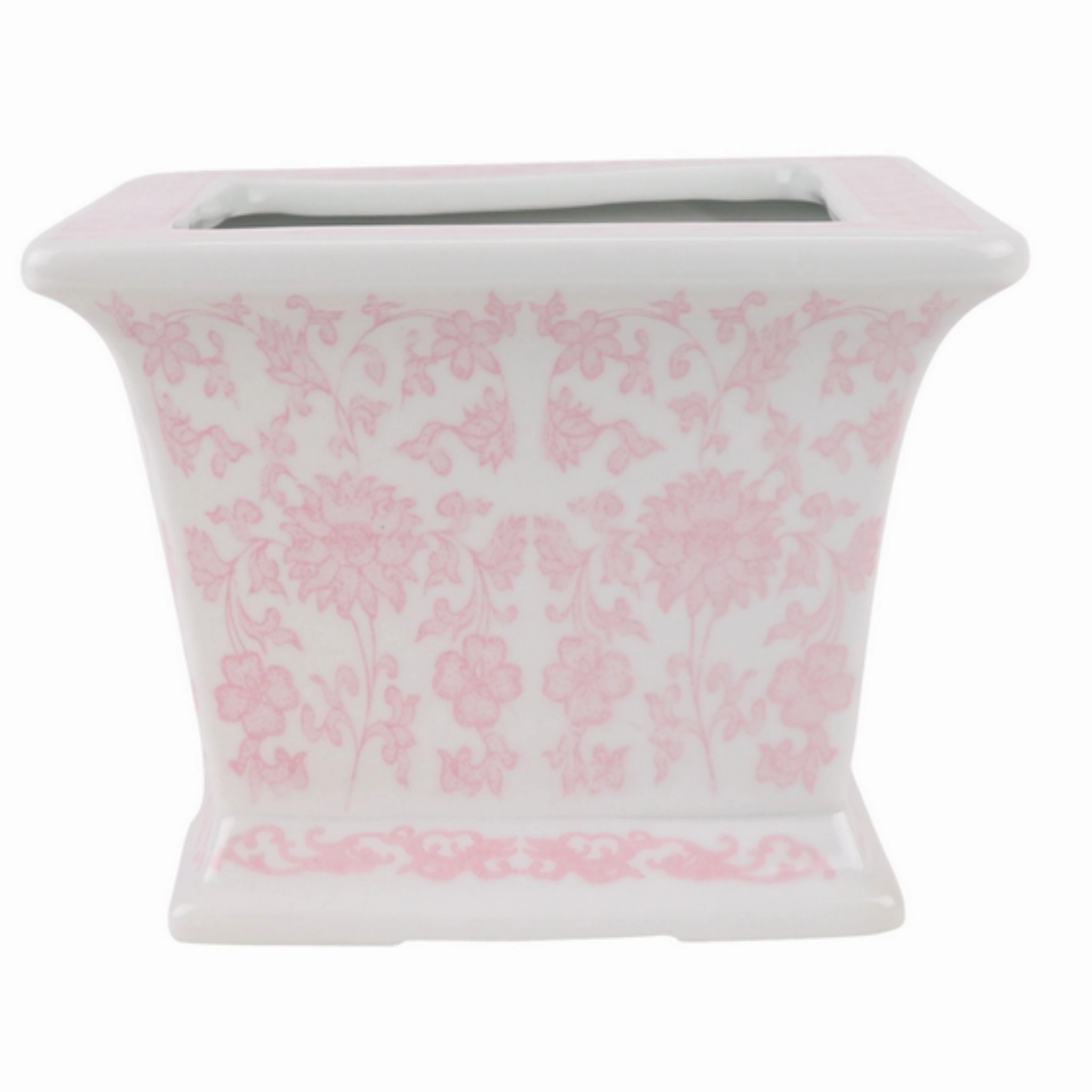 Pink Square Floral Planter home display ornament