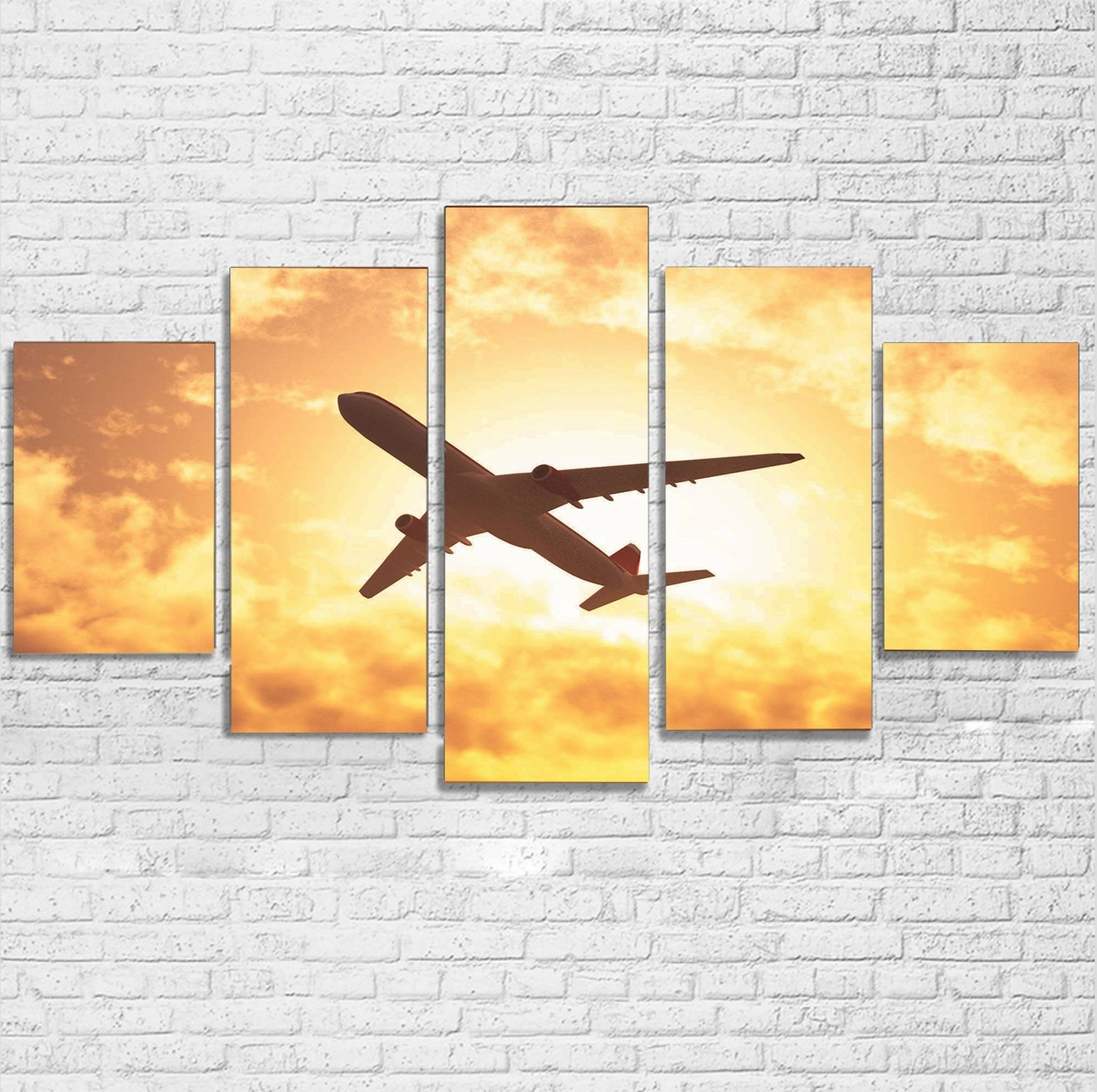 Plane Passing By Printed Multiple Canvas Poster canvas mural art