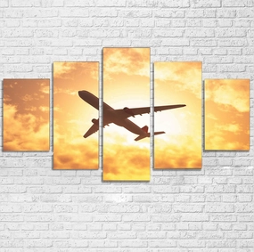 Plane Passing By Printed Multiple Canvas Poster canvas mural art
