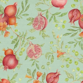 Pomegranate Grove Printed Cotton Fabric Oasis elegant table cloth  