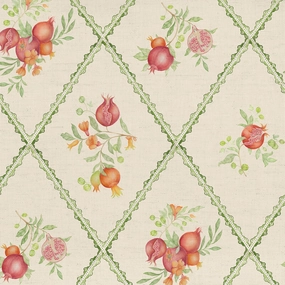 Pomegranate Trellis Printed Cotton Fabric Cream elegant table cloth  
