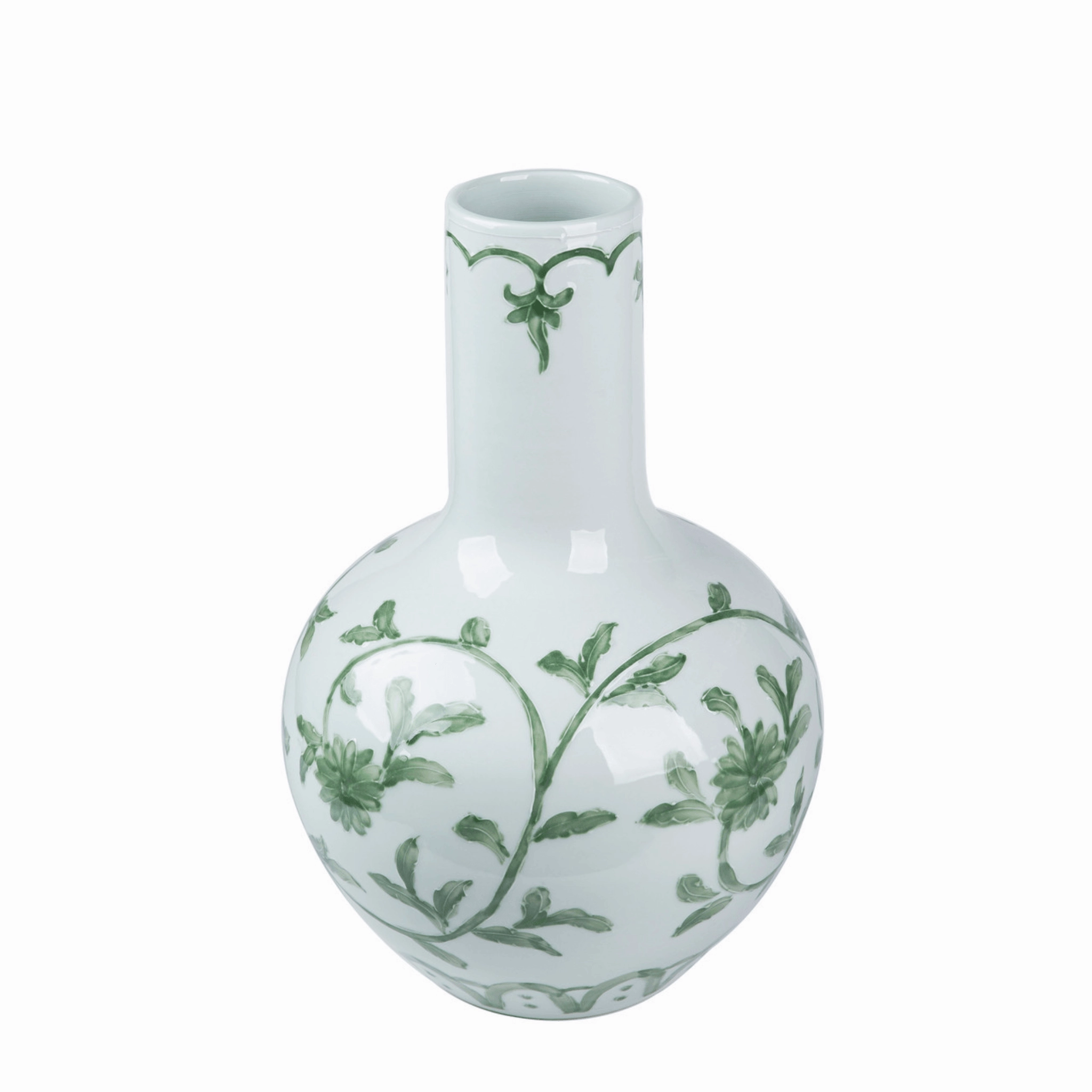 Porcelain Celadon Green Vine Globular Vase home display ornament