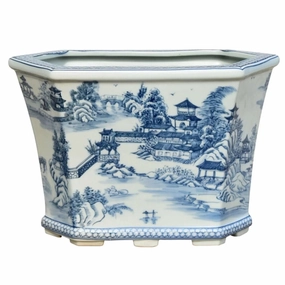 Porcelain Chinoiserie Toile Cachepot home display ornament