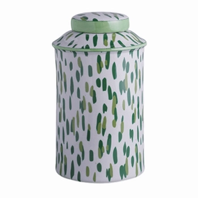 Porcelain Green & White Mill Reef Palm Jar home display ornament