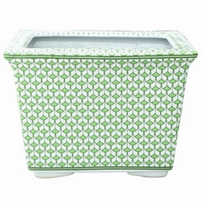 Porcelain Green Fish Scale Cachepot home display ornament