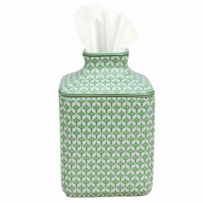 Porcelain Green Fish Scale Square Tissue Box Cover home display ornament