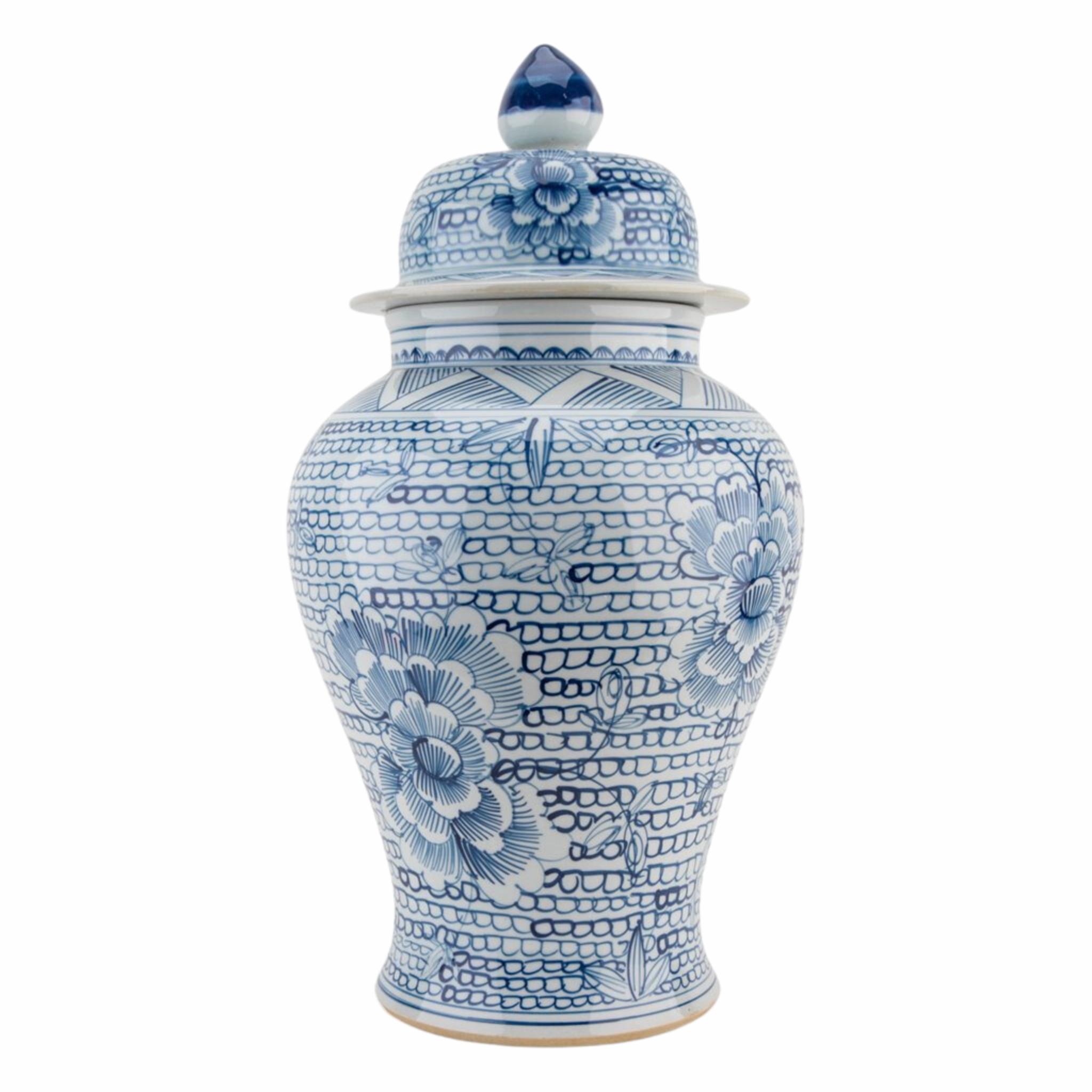 Porcelain Lidded Blue And White Flower Jar home display ornament