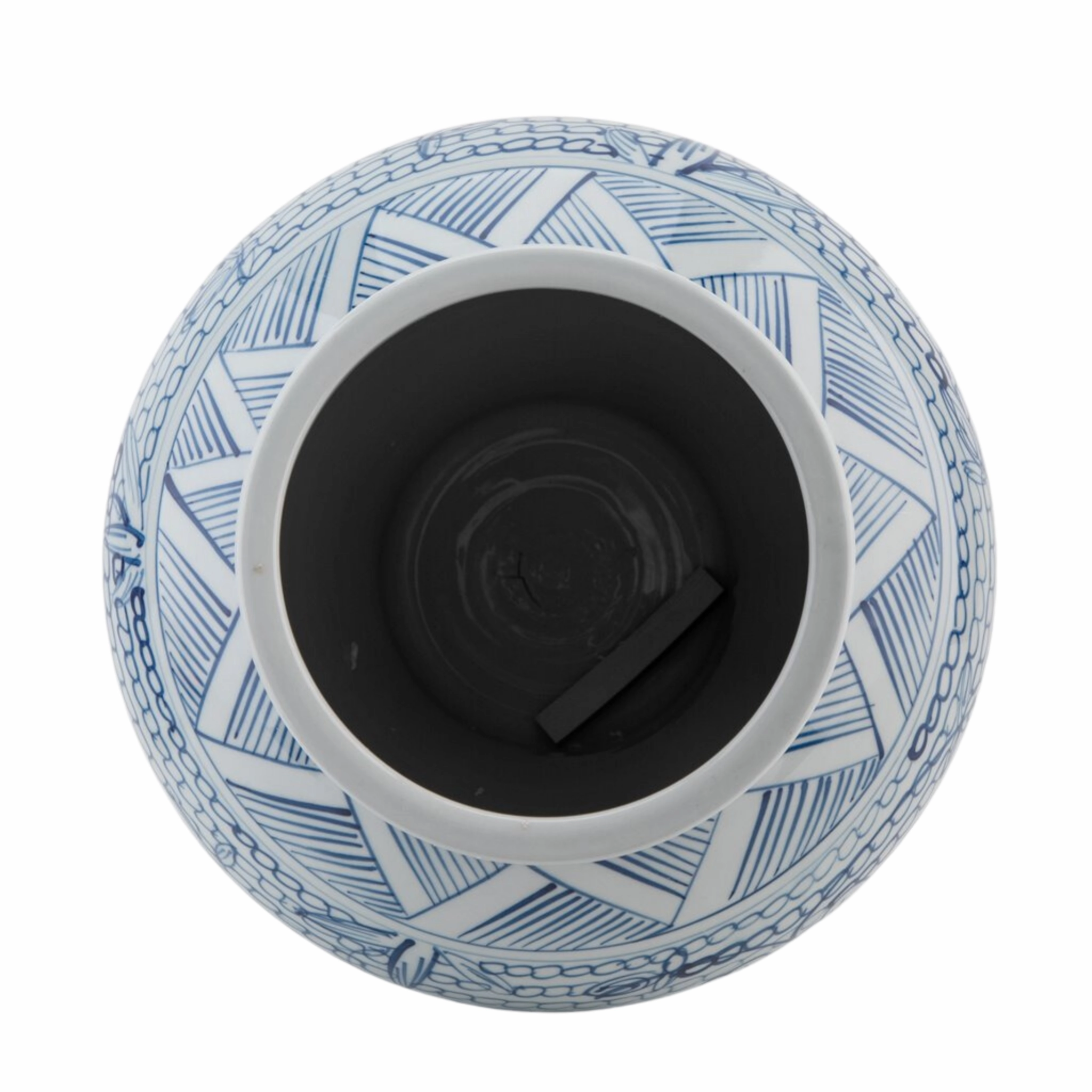 Porcelain Lidded Blue And White Flower Jar