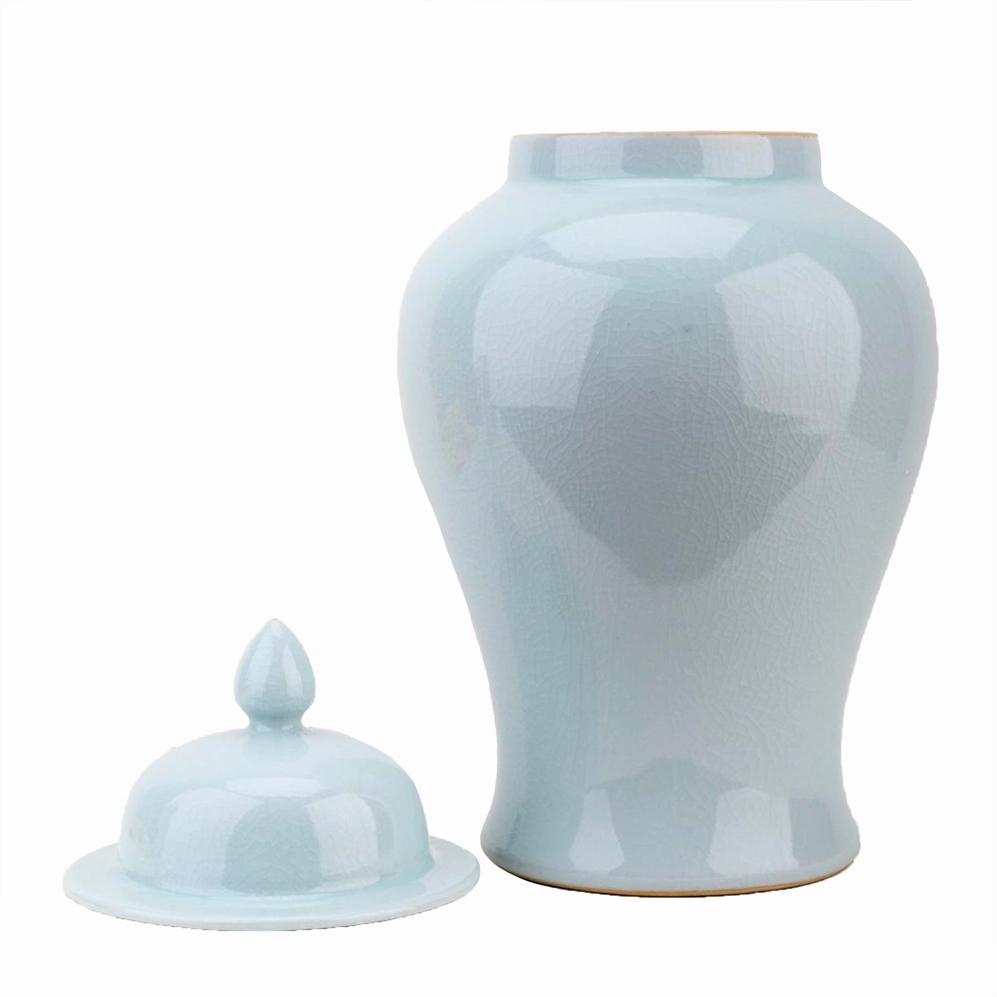 Porcelain Light Blue Crackle Temple Jar