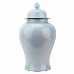 Porcelain Light Blue Crackle Temple Jar home display ornament