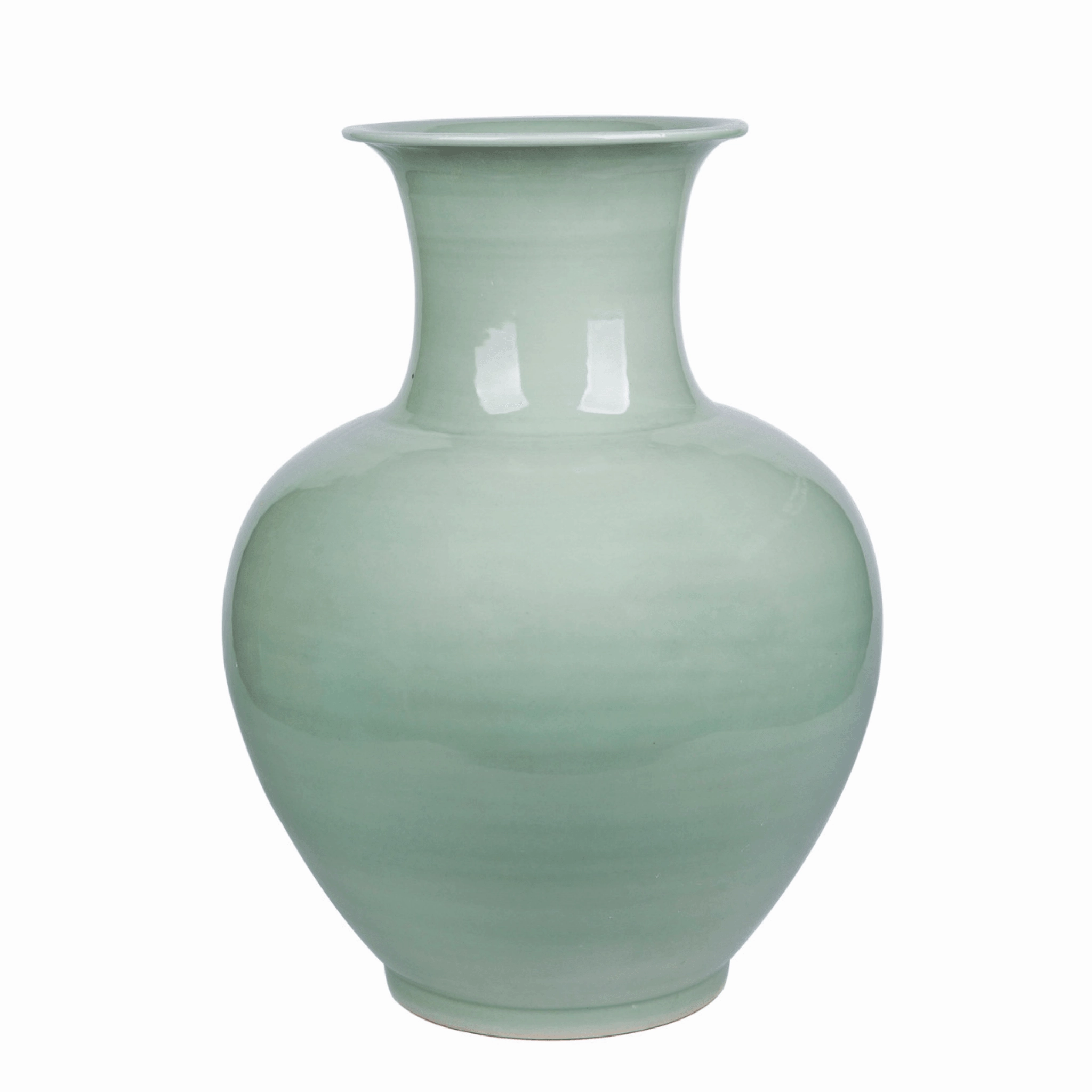 Porcelain Mint Celadon Green Lion Mouth Jar Vase home display ornament